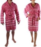 Cacala mens Beach, Turkish Hooded Bathrobe with Pocket for Men Women Lightweight Soft Ultra Absorbent Beach Pool Hote, Red, Large US