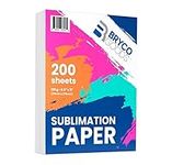 BRYCO White Sublimation Paper 8.5" x 11" - Heat Transfer Paper for Tumblers, Mugs, and Fabrics - Compatible with Inkjet Printers for Sublimation Printing - 120 g with 200 Sublimation Sheets