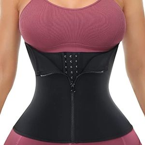 YADIFEN Corset Waist Trainer for Women Lower Belly Fat Sweat Waist Trimmer Workout Body Shaper, Waist Trainer With Zipper, Small