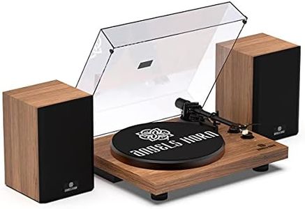 ANGELS HORN Vinyl Record Player, Hi-Fi System Bluetooth Turntable Players with Stereo Bookshelf Speakers, Built-in Phono Preamp, Belt Drive 2-Speed, Adjustable Counterweight, AT-3600L