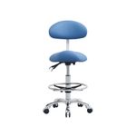 Saddle Stool Chair with Backrest and Foot Ring, Ergonomic Rolling Esthetician Seat for Salon, Tattoo Shop, Spa, Facial lash Home, Dentist Clinic, Esthetician Chair, Blue