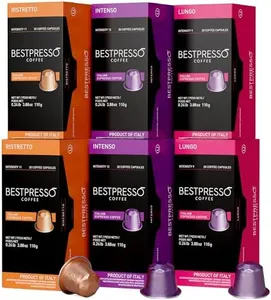 Bestpresso Coffee For Nespresso Original Machine 120 Aluminum Pods Certified Genuine Espresso Variety Pack Pods Compatible with Nespresso Original (Intense Variety Pack)