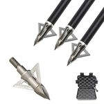 SHARROW 12pcs Archery Arrowhead Broadheads 100 Grain Hunting Arrow Tips Points with Broadheads Arrow Head Box for Carbon Arrows Crossbow Bolts