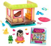 Li’l Woodzeez – Lil Woodzeez – Beach Surf House – Animal Figurine Playset – Storybook Bundle – 3 Years + – Sunshine Tiki Hut - Deluxe