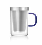 Dancing Leaf Grande Transparent Tea Mug with Heat Resistant Stainless Steel Infuser & Lid, Perfect Tea Cup for Office and Home Uses Suitable for Teabags, Loose Leaf & Fine Leaf Tea (500ml)