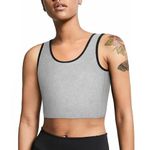 Junlan Women Transgender Tomboy FTM Elastic Chest Binder Bra Pullover Tank Top(Grey,M)