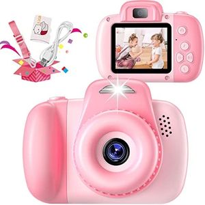 Kids Camera, HAONIIU 48MP Digital Dual Camera Kids Toys for Boys/Girls 3-12 Years Old, Kid Selfie Camera with 2.0 Inch IPS Screen, 32GB SD Card, 1080P HD Video Camera for Toddler Birthday Gifts (Pink)