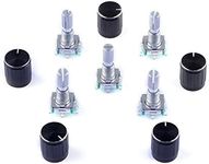 Cylewet 5Pcs 360 Degree Rotary Encoder Code Switch Digital Potentiometer with Push Button 5 Pins and Knob Cap for Arduino (Pack of 5) CYT1100