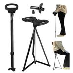 PLOGGING Portable Cane Chair Foldable with Carry Bag, Lightweight Walking Stick with Seat,Sturdy Tripod Seat Cane for Men & Women,Walking Cane with Seat for Seniors,Adults(Black)