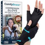 Comfy Brace Arthritis Hand Compression Gloves – Comfy Fit, Fingerless Design, Breathable & Moisture Wicking Fabric – Alleviate Rheumatoid Pains, Ease Muscle Tension, Relieve Carpal Tunnel Aches(Large)