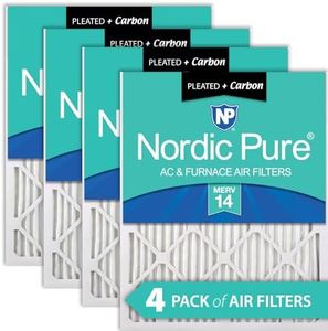 Nordic Pure 20x20x1 (19_1/2 x 19_1/2 x 3/4) Pleated Air Filters MERV 14 Plus Carbon 4 Pack