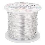 BENECREAT 22 Gauge 850FT Aluminum Wire Anodized Jewelry Craft Making Beading Floral Colored Aluminum Craft Wire - Silver