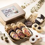 Dulcet Gift Baskets Delightful Birthday Cookie Gift Box Assortment with Traditional Black and White Sprinkle Cookies, Balloons & Candles Gift for Men, Women, Mom, Dad, Adults, College Student, Friends