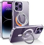 YINLAI Magnetic Case for iPhone 14 Pro Case, [Compatible with MagSafe] with 360° Rotatable Ring Stand Slim Shockproof Protective Phone Cases for iPhone 14 Pro 6.1", Clear