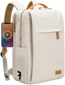 Hp hope Sac à dos pour Femme Voyage, Sac a dos Hommes, 22L Sac à dos d'affaires pour Ordinateur Portable 15,6 pouces avec Port de Charge USB et Poche Humide, Beige