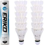 ERIKO 12-Pack Goose Feather Badminton Shuttlecocks with High Stability and Durability,High Speed Badminton Birdies Balls Model 6