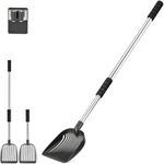 Yangbaga Newest Cat Litter Scoop, Long Handled Metal Litter Scooper with Deep Shovel, Non-Stick Detachable Cat Litter Sifter with Foam Padded Grip, Comes with Litter Scoop Holder