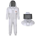 Bee Proof BP-311 Beekeeping Suit Ventilated 3 Layer Ultra with Total Protection with Safety Fencing for Professional Beekeeping Supplies with One Extra Hat (X-Large), White