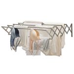 YOUDENOVA Foldable Clothes Airer Wall Mounted Clothes Rail Retractable Towel Holder Bathroom Towel Rack Extendable Clothes Drying Rack Indoor