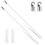 Bokon 2 Pieces White Fiberglass Blind Wand Vertical Blinds Replacement Parts Blinds Stick Replacement with Hook and Handle Curtain Stick Blind Tilt Wand for Window Opener Accessory (30 Inch)