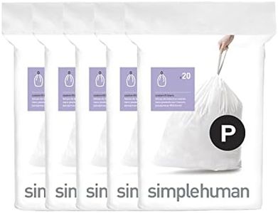 simplehuman Code P Custom Fit Drawstring Rubbish Bags, 50-60 Liter / 13-16 Gallon, White, 100 Count