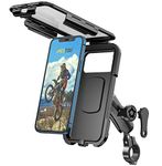 Anti-Theft Waterproof Motorcycle Phone Holder-iMESTOU Bike Phone Mount 1" Ball Handlebar Stem Mobile Holder with Double Socket Arms 720° Rotation Aluminium Base for 5.5"-6.8" Cellphones (L)