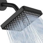 Katezon Shower Head, Square High Pressure Rain Showerhead, Premium Quality Luxury Design, Easy Clean Adjustable Replacement for Your Bathroom Shower Heads (Midnight Black Matte, 6 Inch)