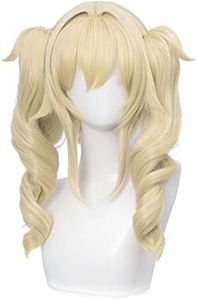 SL Blonde Cosplay Wig with Pigtails for Barbara Cosplay Costume Girls Women Anime Curly Lolita Hair Wigs with Ponytails Bangs + Cap Middle