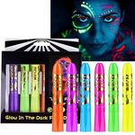 6 PCS Face Paint Sticks,Face Paints for Adults,Glow In the Dark Face Paint,Body Paint,UV Face Paint,Colourful Face and Body Crayons,Neon Face Paint Crayons for Adults, Face Painting