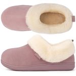 FamilyFairy Memory Foam Slippers Warm Fluffy Cozy Women's Slippers Soft Short Plush Fleece Lining Wool-Like Blend Cotton House Shoes Anti-Slip Indoor Outdoor Rubber Sole