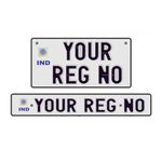 Moto Utility® Bike Number Plate Aluminum Plate, Light Reflective | Number Plate for Bike | Not-HSRP, No Bar Code Serial Number | Front 11x2 & Rear 8x4 Inches | Color White.