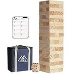 Megwoz Giant Tumble Tower, Stacking Backyard Game Stacking from 2.2Ft to Over 5Ft with 1 Dice|Scoreboard| Carrying Bag, Wooden Block Indoor Outdoor Game Set for Adult Family- 60 Pieces