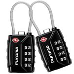 Puroma 2 Pack TSA Approved Luggage Lock, 4 Digit Combination Travel Locks Resettable Code Lock with Zinc Alloy Body for Suitcase, Toolbox, Backpack, Bag, Gym Locker (Black)