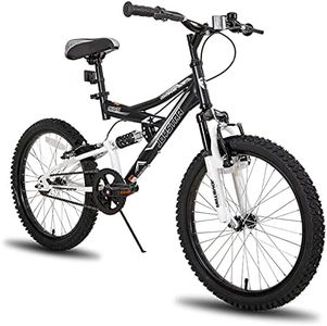 JOYSTAR Contender 20 Inch Kids Bike for Boys & Girls Ages 7-13 Years 20" Mountain Bike with Full Dual-Suspension Steel Frame and 1-Speed Drivetrain with Kickstand Black