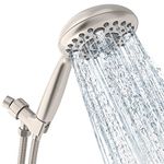 SR SUN RISE Shower Head, 6-Settings 5 inch High Pressure Handheld Shower Head Set with 1.8 Meter/71 Inch/ 5.9 FT Long Shower Hose and Shower Bracket, Seal Oil Brushed Nickel