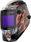 Sunstac Welding Helmet with Auto Darkening Large Viewing Screen 3.94"X3.27" True Color Solar Power, 4 Arc Sensor Wide Shade 4/5-9/9-13 for TIG/MIG/CUT/STICK