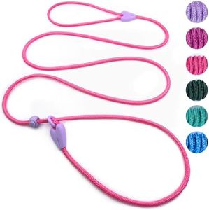 Slip Lead Dog Leash Slip Lead 6 FT Dog Training Leash 6 Color Slip Leads for Dogs Dog Leashes for Medium Dogs No Pull Dog Leash (Pink)