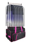 Dance Bag with Garment Rack,Dance Costumes Rolling Garment Bags for Travel,Garment Duffle Bag for Dance Competition, Wheeled Drop-Bottom Upright Luggage Closet Suitcase, 23inch-Plus-Pink