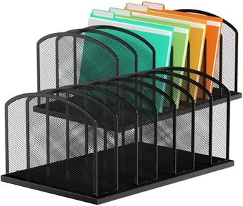 MINDEPOT Desk File Organizer 7 Sections Upright Mesh File Sorter Organizer for Desk, Office Organization File Holder for Home, Office & Classroom (Black, 2Pack)