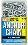 Galvanized Anchor Chain, Boat Anchor Chain, Anchor Chains for Boats, Galvanized Chain, 2 Boat Anchor Shackles and Chains Link Ends Marine Grade 3/16" Chain, 1/4" Anchor Chain or 5/16" Chain 4 or 5 Ft