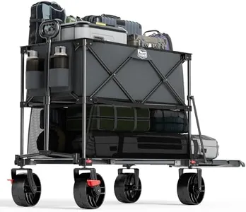 TIMBER RIDGE 400L Large Capacity Folding Double Decker Wagon with Brakes, 54" Extra Long Extender Wagon Cart, 450lbs Heavy Duty Collapsible Cart, All-Terrain Big Wheels for Camping, Sports, Shopping