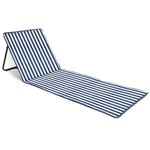 just be... Beach Sun Mat Folding Lightweight Portable Adjustable Sunbathing Recliner with Backrest Support and Valuables Pocket for Holidays Garden Camping Park Festivals - Blue Stripes