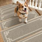 BEQHAUSE Stair Treads for Wooden Steps Non Slip Washable Carpet Stair Treads with Reusable Residue Free Backing Soft Polyester Stair Rugs Indoor for Kids Elders and Dogs, 15pcs,Taupe