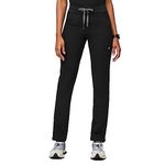 FIGS High Waisted YOLA Skinny Scrub Pants for Women - 10 Pockets, Four-Way Stretch, Yoga Waistband Scrubs Pants. Black, Large
