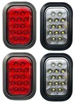 All Star Truck Parts] 5x3 2x Red 2xWhite Rectangle 12 LED Stop/Turn/Tail & Backup/Reverse Truck Trailer Hitch Light Grommet Wire Kit