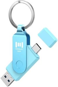 MOSDART 128GB USB C Dual Flash Drive Speed Up to 150MB/s with Keychain - 2 in 1 OTG USB3.1 Type-C Thumb Drive Memory Stick for USB-C Android Phones, iPhone 15, MacBook, iPad, Computers,etc. Light Blue