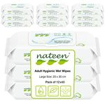 Tendercare Nateen - Wet Wipes - 12 Pack of 40 Wipes - Adult Hygienic Wet Wipes - Thick Soft Wipes - Purified Water & Aloe Vera - Hypoallergenic & Alcohol Free - Non-Flushable
