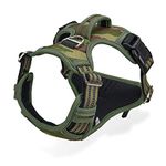 Dog Harness No Pull for Large Medium Dogs, Adjustable Reflective Harness Dog Harness Escape proof Lightweight Breathable Pet Vest Harness medium large dog for Walking Training Camo Green M