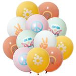 50Pcs Groovy Retro Hippie Boho Balloons Birthday Party Hippie Theme Smile Faces For Birthday Theme Party for Boy and Girl Retro Different Pattern Party Decor Carnival Decoration