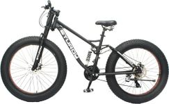 MIOOX Fat Tyre Mountain Bikes Fat Bicycle Cycles for Adults Unisex 26 * 4T 21Speed Shimano Gears Unisex Adults Mountain Bikes/Bicycle/Cycles Dual Suspension Fat Bike(Black)